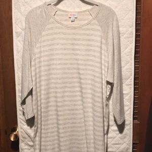 LuLaRoe Randy 2XL Light Gray and Off White Stripe